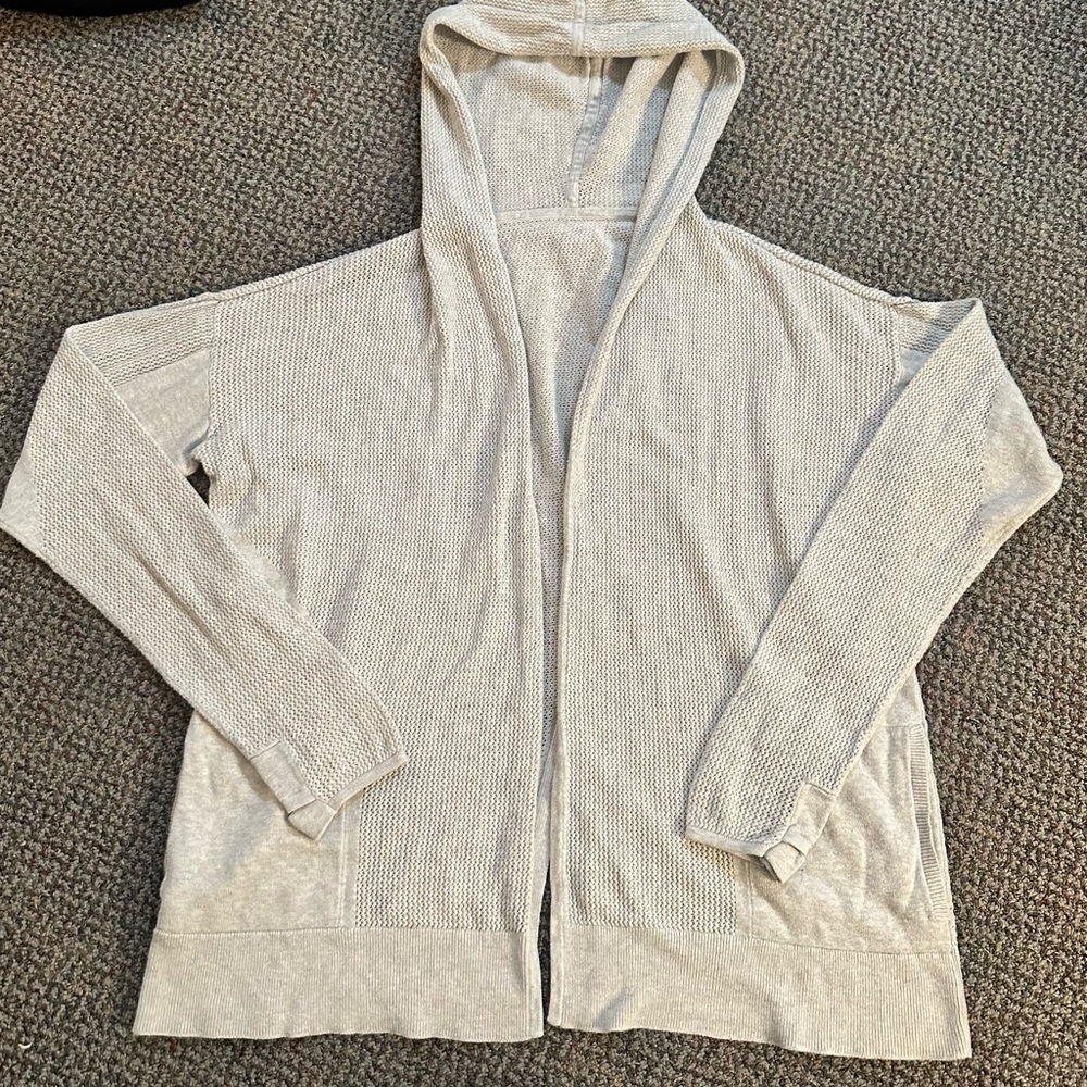 Lululemon Hoodie Womens M Still Movement Wrap Split Back Gray Nimbus Sweater